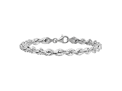 14k White Gold 5.5mm Diamond-cut Rope with Lobster Clasp Chain 8 inches