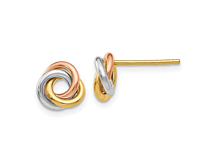 14k Tri-color Twisted Knot Post Earrings