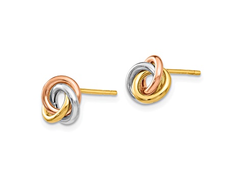 14k Tri-color Twisted Knot Post Earrings