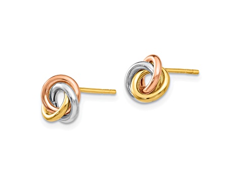 14k Tri-color Twisted Knot Post Earrings - VG291 | JTV.com