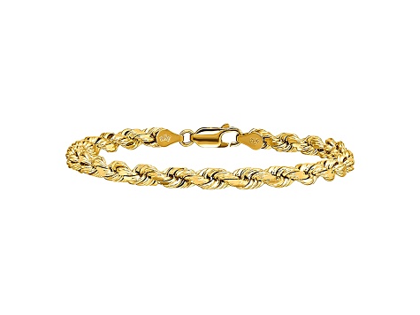 14k Yellow Gold 4.5mm Diamond-cut Rope with Lobster Clasp Chain. Available sizes 7, 8, or 9 inches