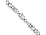 14k White Gold 4.3mm Semi-Solid Curb Link Chain. Available in sizes 7 or 8 inches.