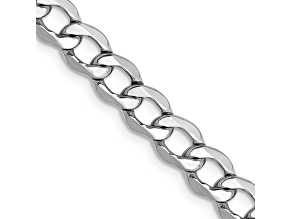 14k White Gold 5.25mm Semi-Solid Curb Link Chain. Available in sizes 7 or 8 inches.