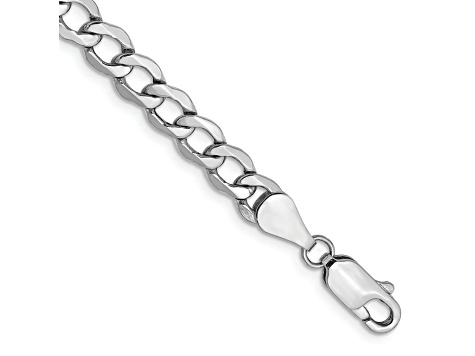 14k White Gold 5.25mm Semi-Solid Curb Link Chain. Available in sizes 7 or 8 inches.