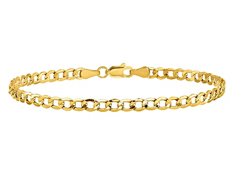 14K Yellow Gold 3.35MM Semi-Solid Curb Link Chain