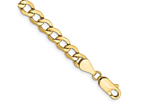 14k Yellow Gold 5.25mm Semi-Solid Curb Link Chain. Available in sizes 7 or 8 inches.
