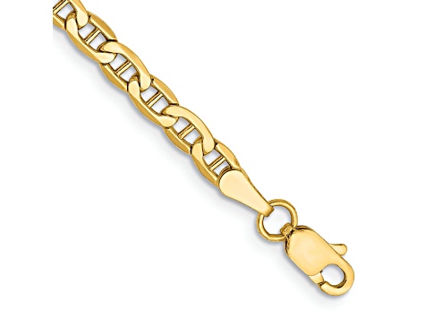 14k Yellow Gold 3.20mm Semi-Solid Mariner Chain 7 inch