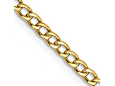 14k Yellow Gold 2.5mm Semi-Solid Curb Link Chain 7 inches