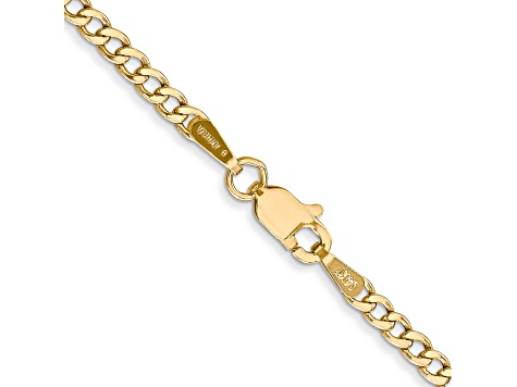 14k Yellow Gold 2.5mm Semi-Solid Curb Link Chain 7 inches