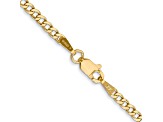 14k Yellow Gold 2.5mm Semi-Solid Curb Link Chain 7 inches