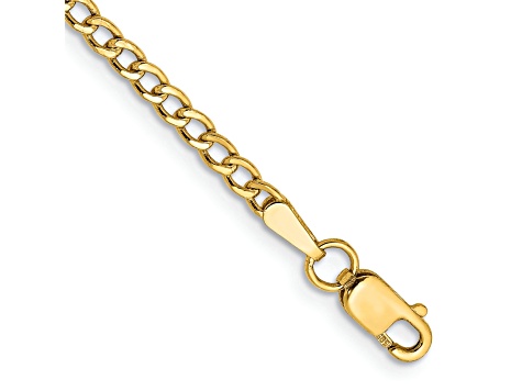 14k Yellow Gold 2.5mm Semi-Solid Curb Link Chain 7 inches