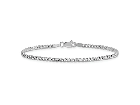 14k White Gold 2.5mm Semi-Solid Curb Link Chain 7 inches