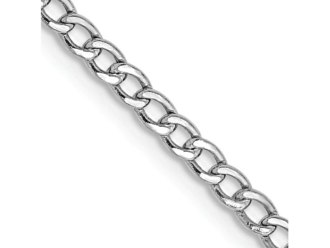 14k White Gold 2.5mm Semi-Solid Curb Link Chain 7 inches