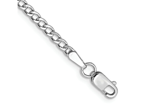 14k White Gold 2.5mm Semi-Solid Curb Link Chain 7 inches