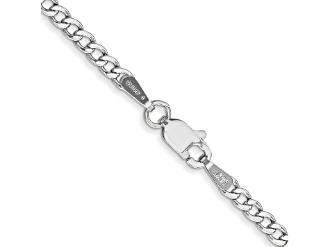 14k White Gold 2.5mm Semi-Solid Curb Link Chain 7 inches