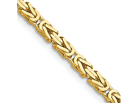 14k Yellow Gold 2.5mm Byzantine Chain. Available in sizes 7 or 8 inches.