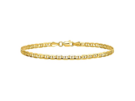 14k Yellow Gold 3mm Concave Mariner Chain