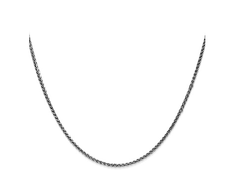 14k White Gold 1.4mm Solid Diamond Cut Wheat Chain 24"