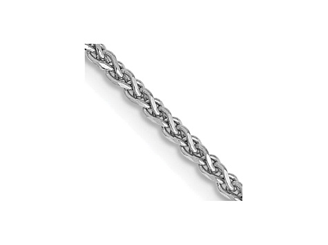 14k White Gold 1.4mm Solid Diamond Cut Wheat Chain 30"