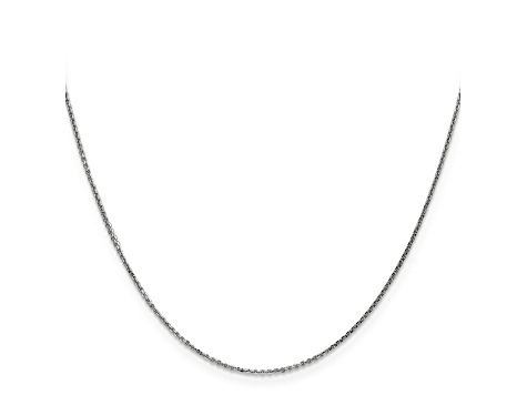 14k White Gold 0.95mm Solid Diamond Cut Cable Chain 16 Inches