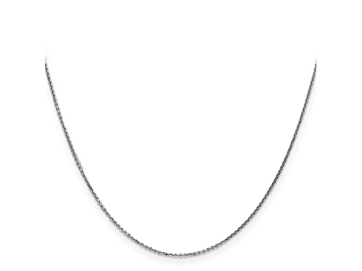 14k White Gold 0.95mm Solid Diamond Cut Cable Chain 20 Inches
