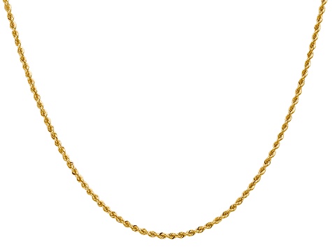 14k Yellow Gold 2mm Regular Rope Chain 16 Inches