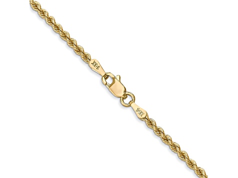 14k Yellow Gold 2.25mm Regular Rope Chain 16 Inches