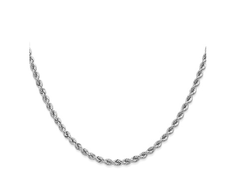 14K White Gold 2.75mm Regular Rope Chain 18 Inches