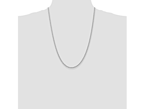 14K White Gold 2.75mm Regular Rope Chain 24 Inches