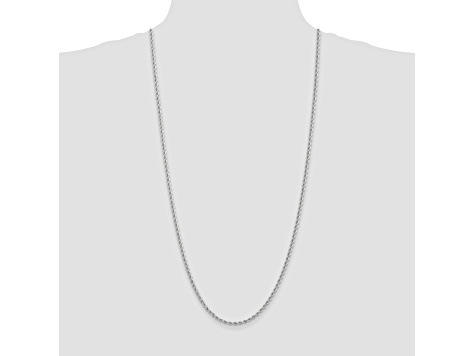 14K White Gold 2.75mm Regular Rope Chain 30 Inches