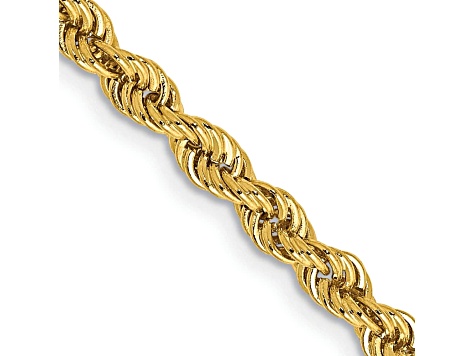 14k Yellow Gold 3mm Regular Rope Chain 16 Inches