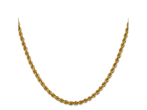 14k Yellow Gold 3mm Regular Rope Chain 18 Inches