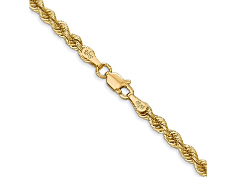 14k Yellow Gold 3mm Regular Rope Chain 22 Inches