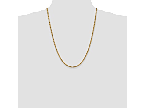 14k Yellow Gold 3mm Regular Rope Chain 24 Inches