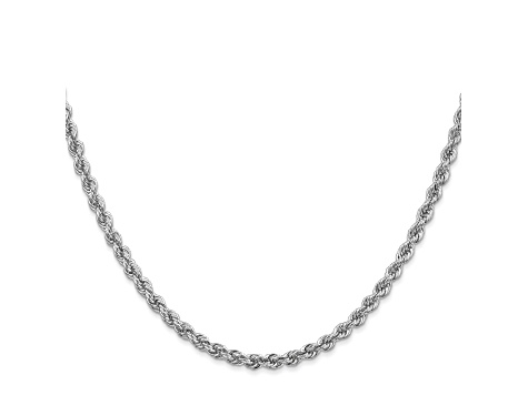 14k White Gold 3.0mm Regular Rope Chain 18 Inches