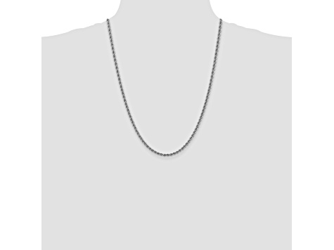 14k White Gold 3.0mm Regular Rope Chain 24 Inches