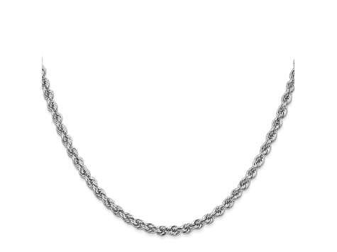 14k White Gold 3.0mm Regular Rope Chain 30 Inches