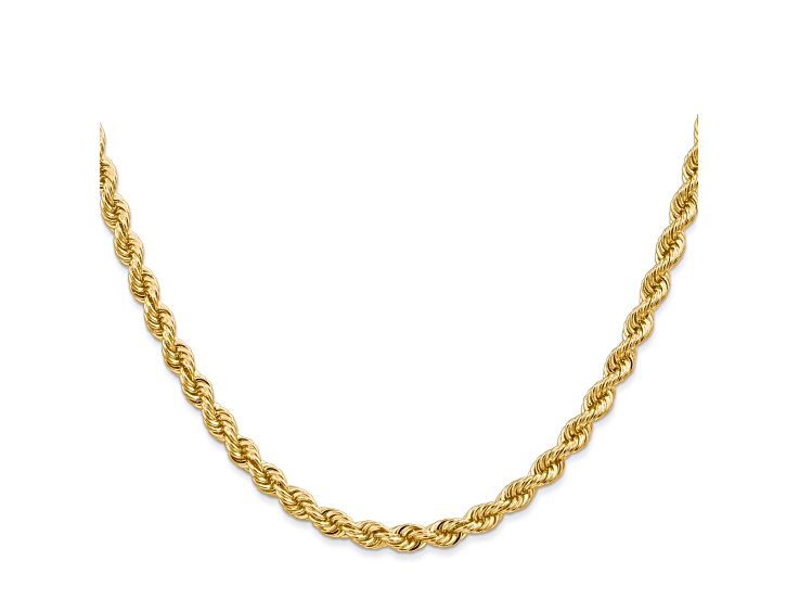 14k Yellow Gold 4mm Regular Rope Chain 24 Inches