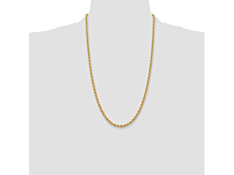 14k Yellow Gold 4mm Regular Rope Chain 26 Inches