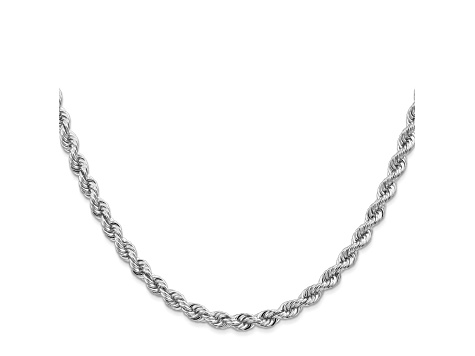 14k White Gold 4.0mm Regular Rope Chain 18 Inches