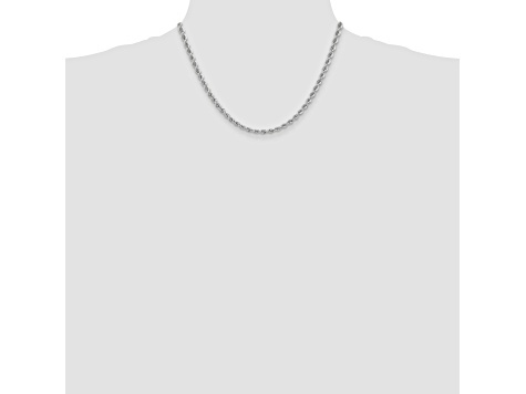 14k White Gold 4.0mm Regular Rope Chain 18 Inches