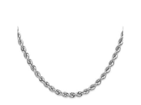 14k White Gold 4.0mm Regular Rope Chain 30 Inches