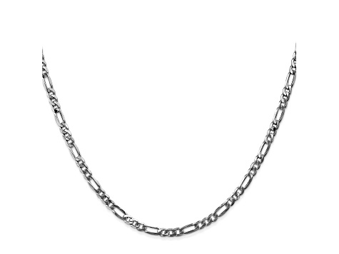 14k White Gold 3.0mm Flat Figaro Chain 18 Inches