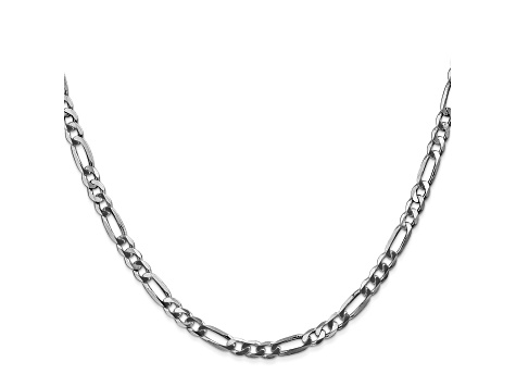 14k White Gold 4.0mm Flat Figaro Chain 20 Inches