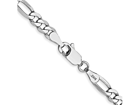 14k White Gold 4.0mm Flat Figaro Chain 20 Inches