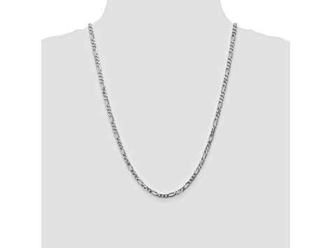 14k White Gold 4.0mm Flat Figaro Chain 24 Inches