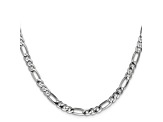 14k White Gold 4.5mm Flat Figaro Chain 24 Inches