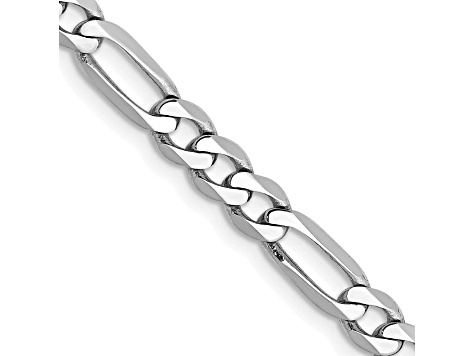 14k White Gold 4.5mm Flat Figaro Chain 24 Inches