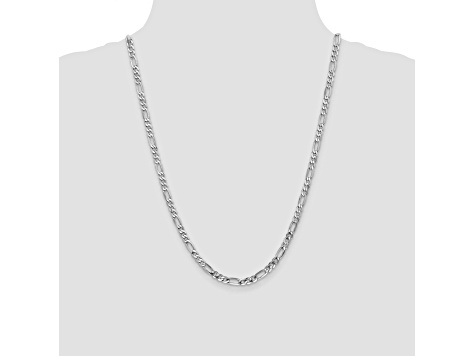 14k White Gold 4.5mm Flat Figaro Chain 24 Inches