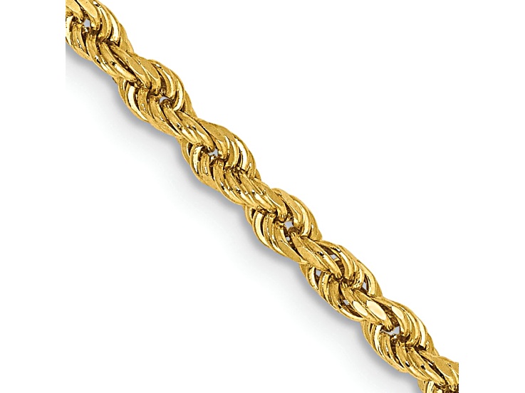 14k Yellow Gold 2.25mm Diamond Cut Rope with Lobster Clasp Chain 28 Inches